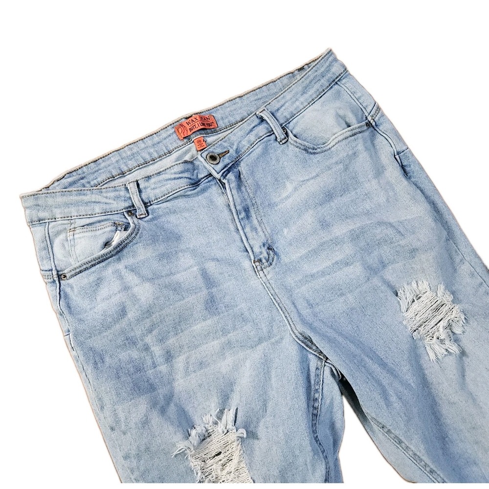 Wax Jean Butt I Love You Distressed Skinny Jeans Light Wash Blue Size 20 90205XL